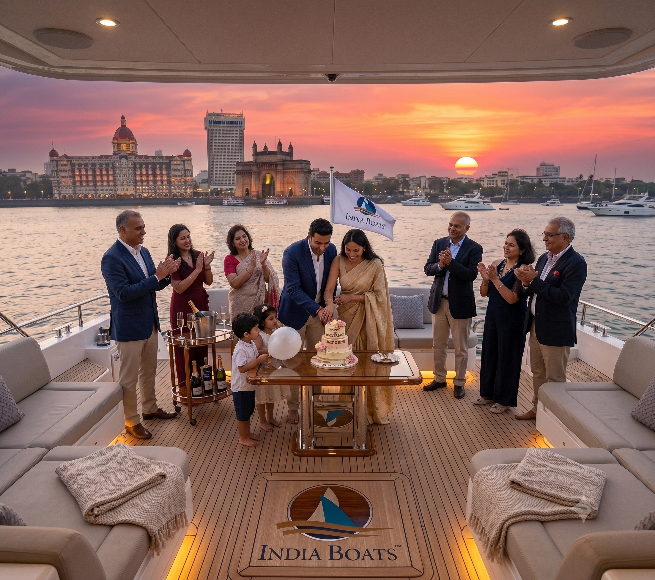 Birthday and anniversary celebration on a luxury yacht in Mumbai